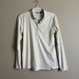 KJUS White Long Sleeve Golf Shirt UPF 50+